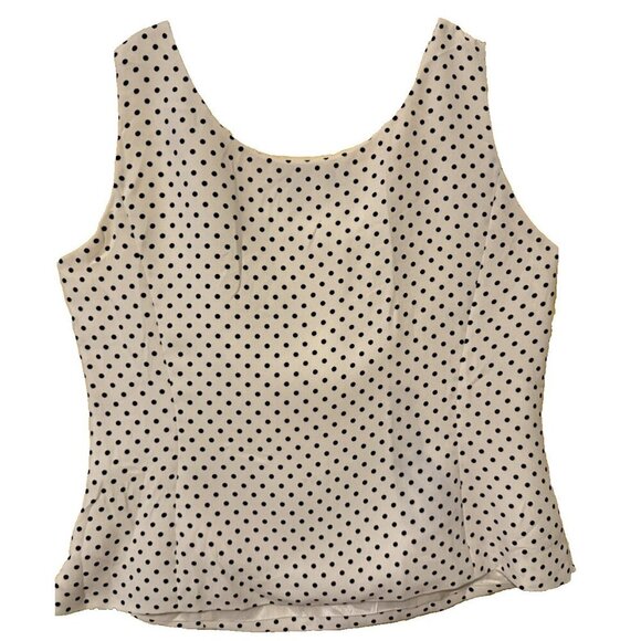 JONES STUDIO SEPARATES Women's Career White Black Polka Dots SZ 10 Blouse Pinup - Picture 2 of 5